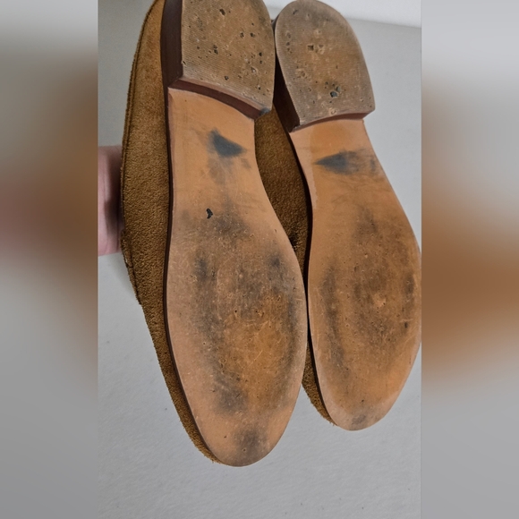 Charleston Shoe Co. Georgia Tan Suede Leather Penny Loafer Mules Size 7 - Picture 5 of 11